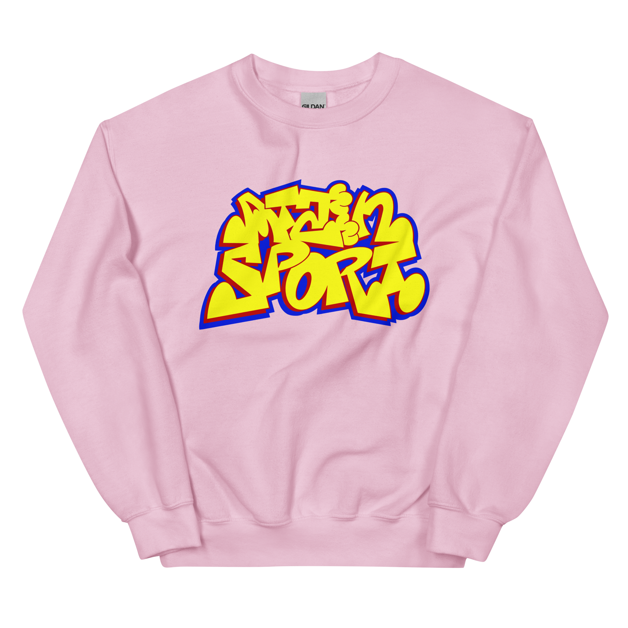 Rosa Sweater mit buntem Graffiti-Druck 