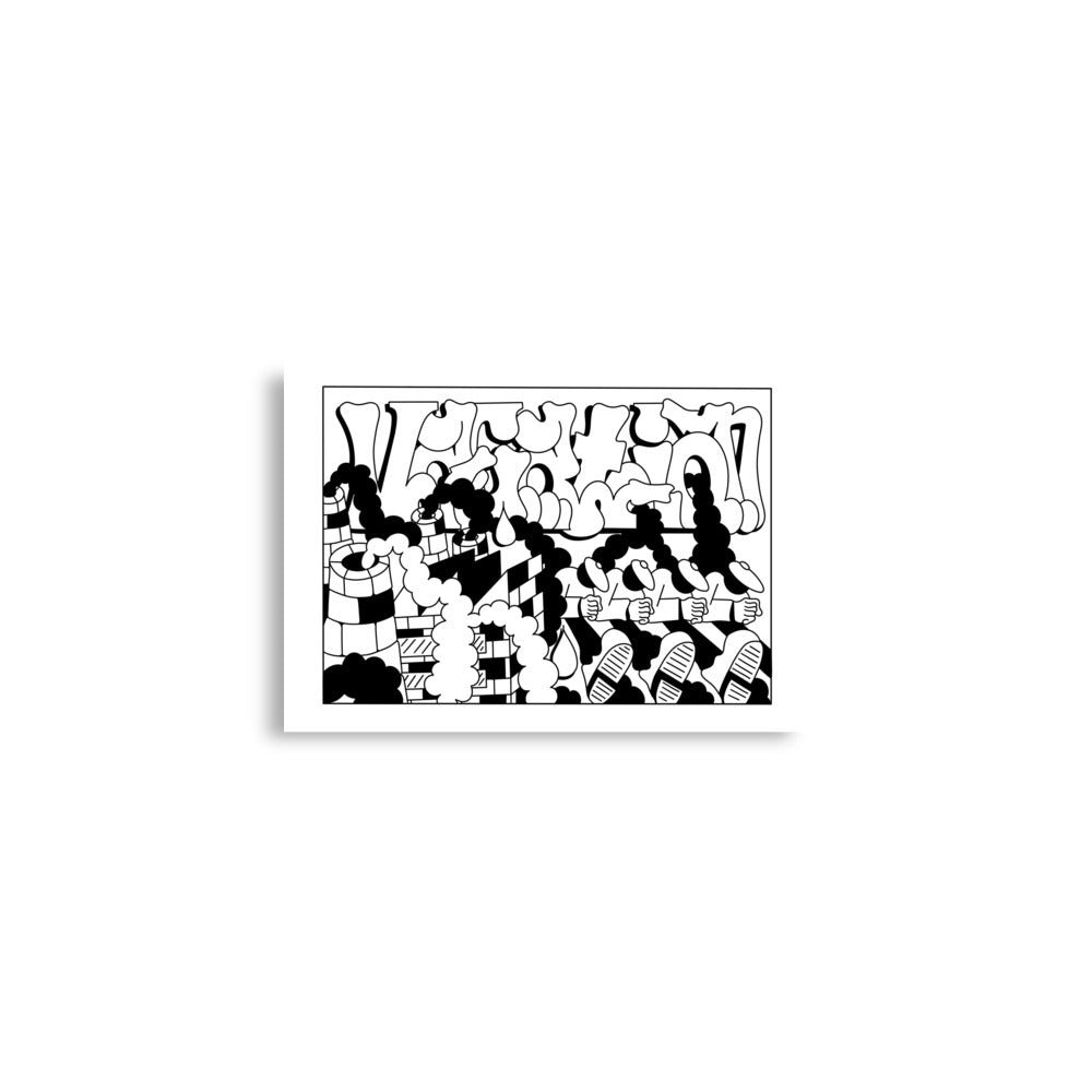 Weißes Poster mit schwarzem Vacation Print